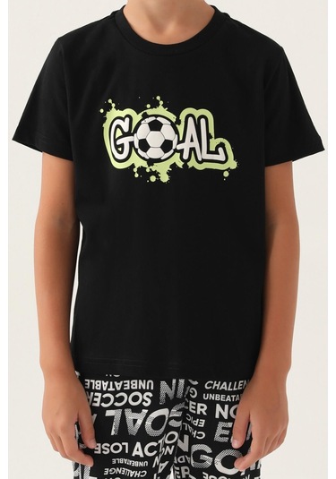 Roly Poly 3344 Goal Erkek Çocuk Pijama Takımı Siyah