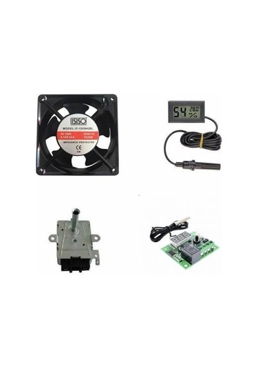 Afzelia Kuluçka Makinesi Seti Termostat + Nem Ölçer + Fan + Çevirme Motoru