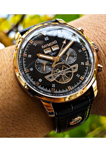 Raymond Star Seri Otomatik Erkek Kol Saati Rose Gold