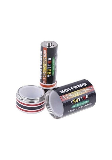 Prestigegoods Pil Şekilli Güvenli Gizli Hap Kutusu, Plastik/paslanmaz Çelik, 4.8x2.5cm, Ev/seyahat/eğlence Kullanımı