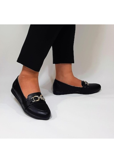 Fiyra Sdf612 Tokalı Fiyonk Siyah Kaymaz Bayan Babet 001