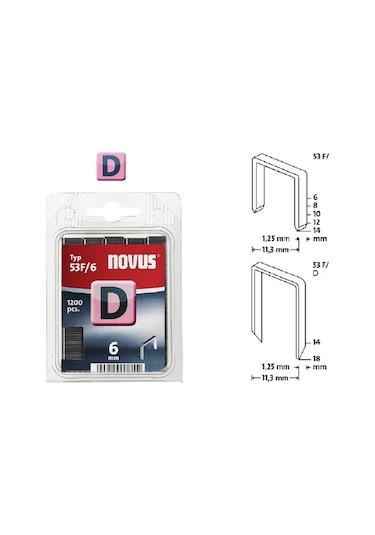 Novus D Tip 53 F/6mm Yassı Zımba Teli 1200 Lü Paket