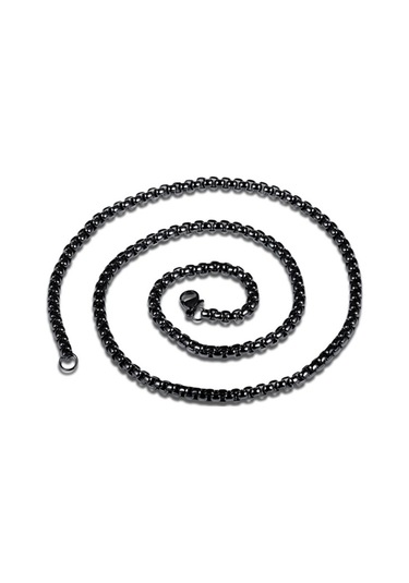 Chavin 60 Cm. Uzun Siyah 3 Mm. Erkek Çelik Zincir Dt37 (478258188)