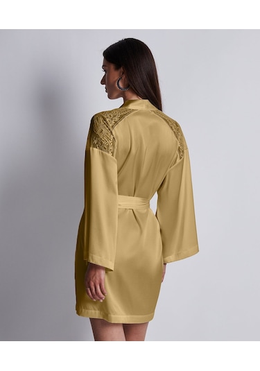 Aubade Midnight Whisper Kimono Zarif Seide Ve Dantel Detaylı Bronz