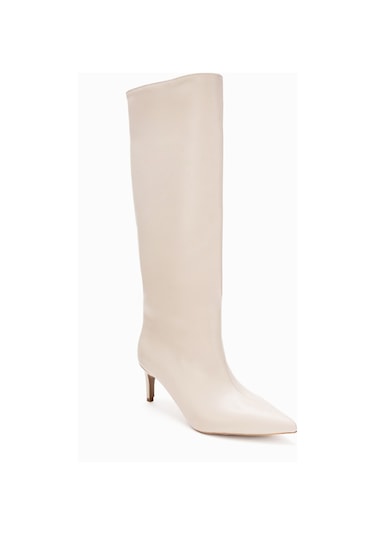 Luvishoes Camila Bej Cilt Kadın Topuklu Çizme Bej