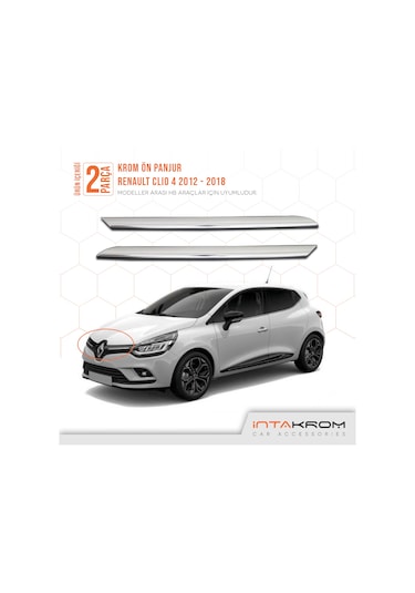 intakrom Renault Clio 4 Krom Ön Panjur 2 Parça - 2012-2018 - Hb - Sw