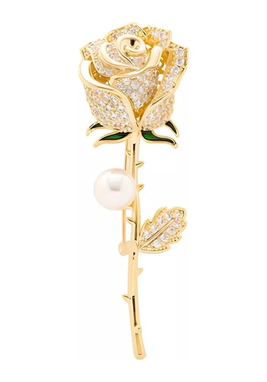 Beautiful Detail Orijinal Gül Desenli Broş 188001077 Altın Rengi