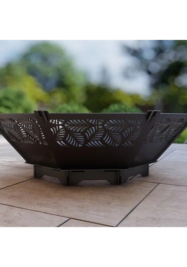 Oktagon Ateş Çukuru Izgaralı Sekizgen Barbekü Bahçenize Dekoratif Siyah