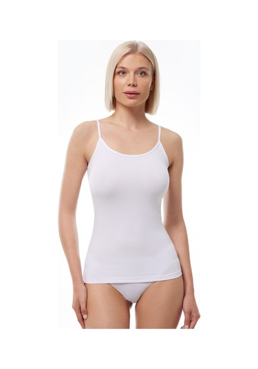 Malabadi Kadın Beyaz Ayarlanabilir Ip Askılı Modal Atlet 140 Beyaz