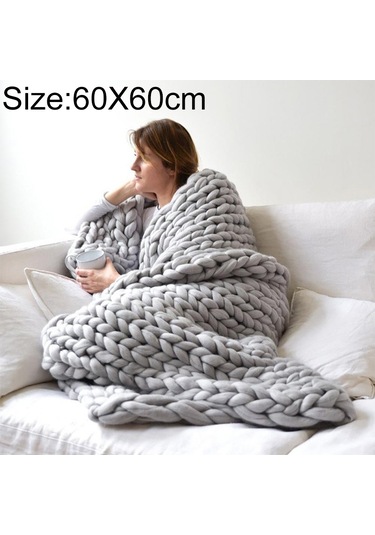 Sones Moda El Yapımı Polyester Battaniye, Boyut: 60x60cm Gri