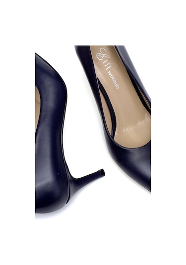 Elit Selestia Kadın Hakiki Deri Stiletto Lacivert Lacivert