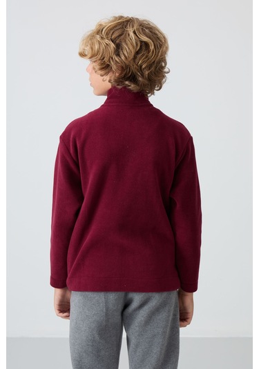 Tommy Life Erguvan Kalın Yumuşak Dokulu Standart Fit Nakışlı Polar Erkek Çocuk Sweatshirt - 11223 Mor