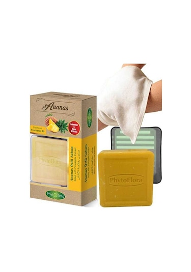 Phytoflora Organik Ananas Özlü Sabun + Kese ve Sabunluk 125 G