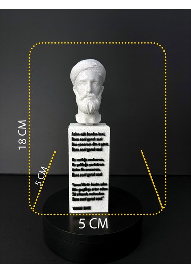 Yunus Emre Büstü - Altında Şiir Yazılı Anlamlı Tasarım
