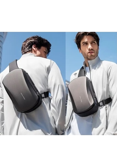 Mark Ryden Mr3998 Usb Şarj Portlu Hardshell Omuz Göğüs Çantası Gri İa Gri
