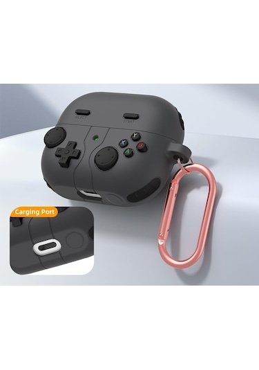 Samsung Galaxy Buds 3 / Galaxy Buds 3 Pro Uyumlu Silikon Kılıf Anahtarlıklı Kılıf Siyah