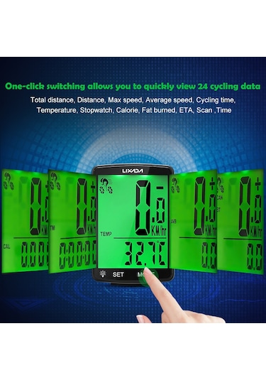Lıxada Bisiklet Bilgisayarı 2,8 İnç Ekran Modeli: Ya100-a Siyah Kabuk Beyaz Işık Siyah