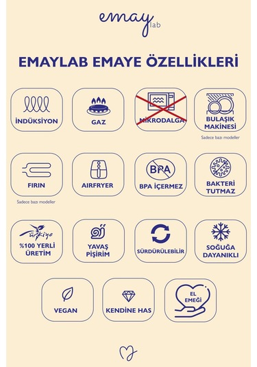 Cupid Kalp Desenli Emaye Kupa Krem