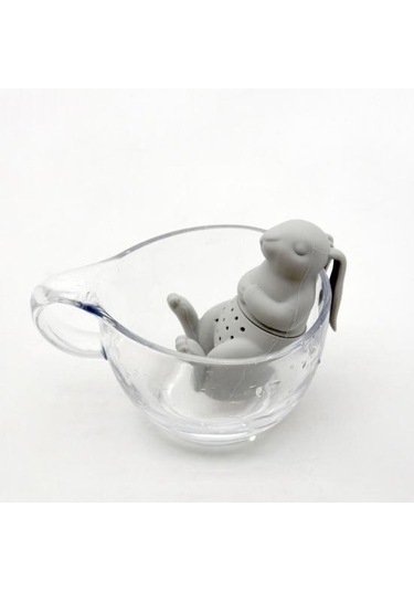 Tavşan Çay Süzgeci Silikon Tavşan Şeklinde Çay Demliği Yeniden Kullanılabilir Yaprak Bitki Baharat Filtresi Süzgeçler Çaydanlık Dekoru İçin Gri