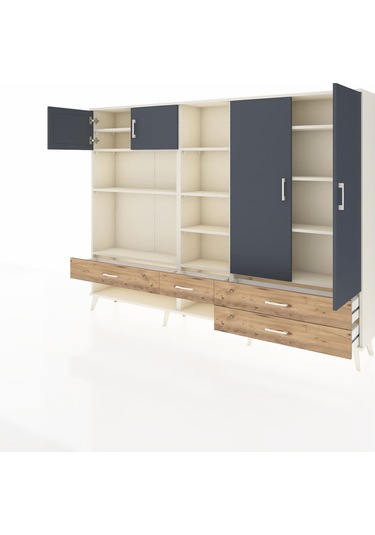 Arges Dolap 12 Raflı 4 Çekmeceli 4 Kapaklı 220x30x163 Aytaşı-antr Aytaşı-antrasit/çam