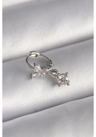 Dodes Dodes 316l Çelik Gümüş Renk Zirkon Taşlı Kelebek Model Sallantı Detay Tragus Piercing Tg27pr12 Çok Renkli