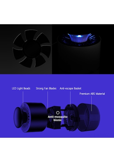 Monyee Portatif 20db Düşük Gürültülü 120m² Kapsama Alanlı Abs Islak Böcek Tutucu Led Mus Derleyici Lambası Beyaz