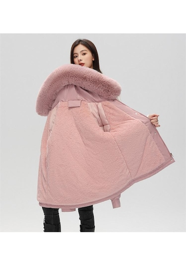 Simicg Kışlık Büyük Beden Kadın Kaban - Pembe