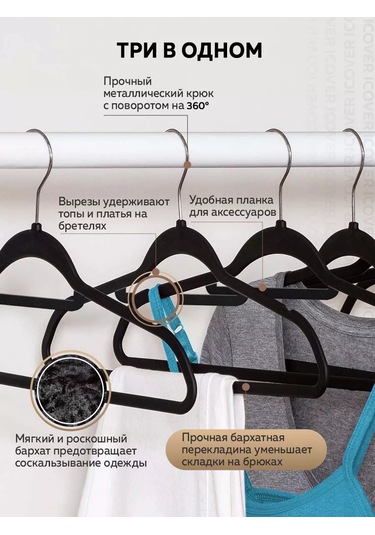 Rıdberg Home Kadife Giysi Askıları 193719087 Siyah