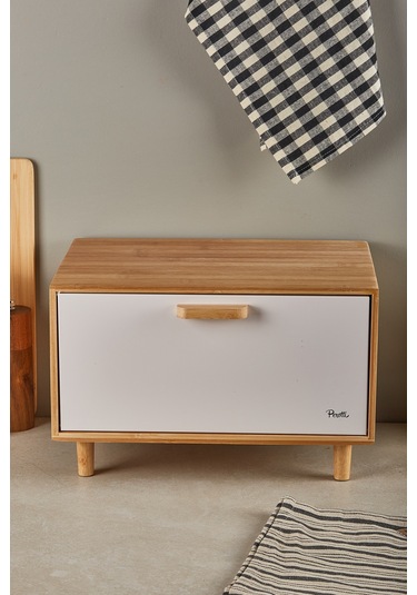 Eligio Bambu Ekmek Dolabı Beyaz