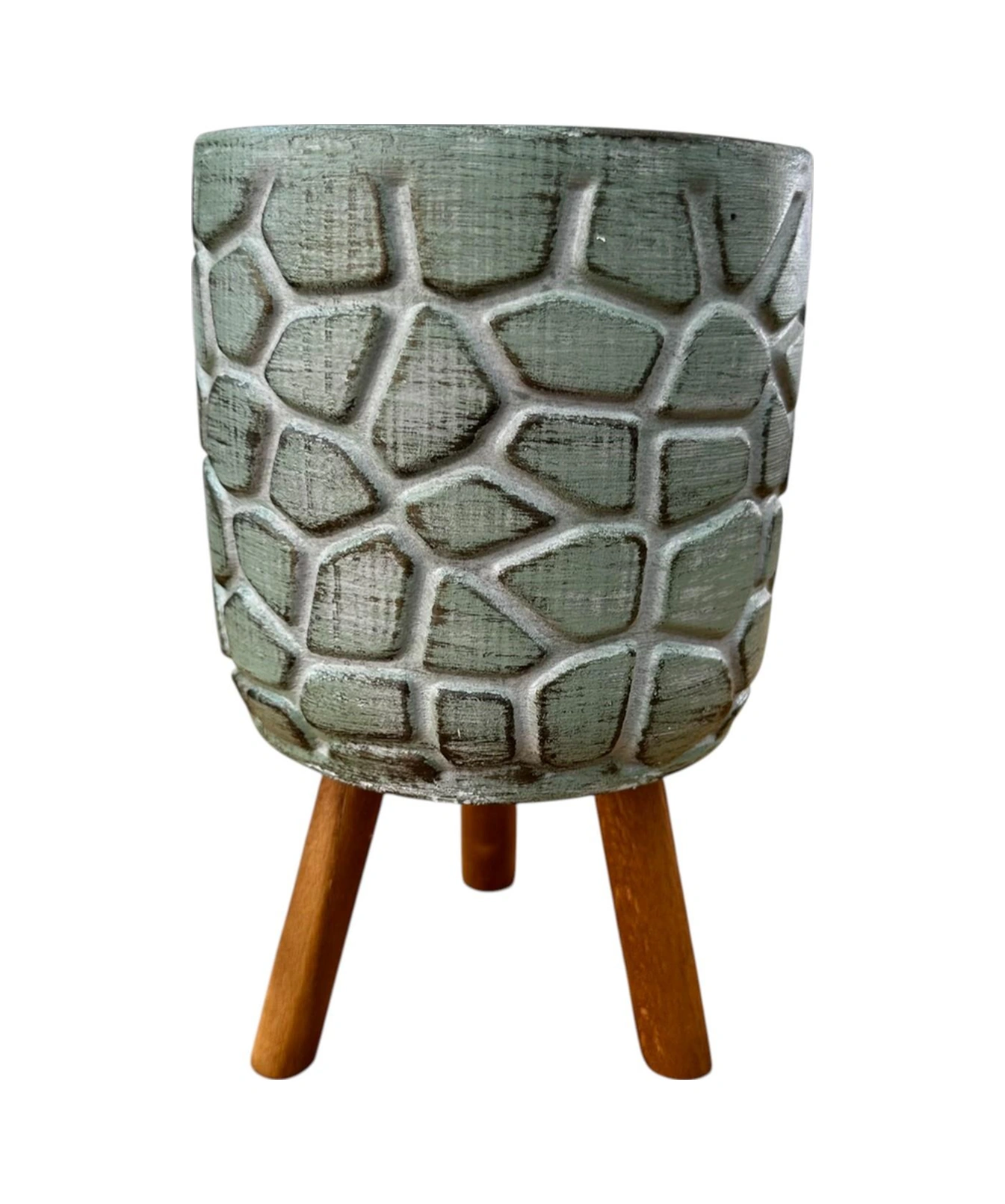 Bitki Tasarımı Ev Dekorasyon Yeşil Eskitme Yonca Ayaklı Beton Saksı Çiçeklik Saksılık