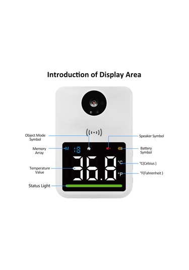 Ruicoo Beyaz Entegre Entegre Entegre Termometre: Dokunsuz Ölçüm, 50 Veri Depolama, 30 Gün Bekleme, Hd Ekran, C/ F Desteği Pil Yok