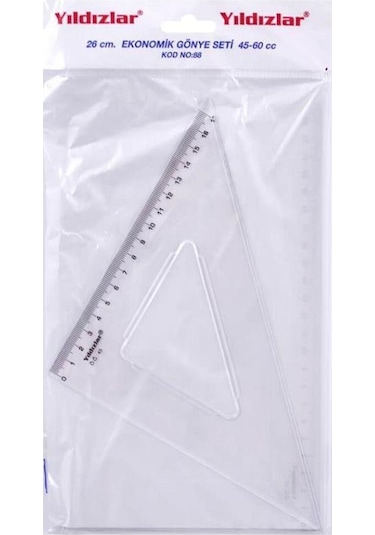 Gönye 45 60 Plastik 2 Li Takım 26 CM Yıldızlar Gönye Takımı 1 Pak