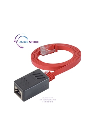 Cat6 Uzatma Seti, Yassı Ethernet Kablo Ve Ekleyici, Kırmızı, 5 Metre