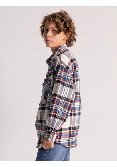 Erkek Çocuk Pamuklu Ekose Oduncu Gömlek Rahat Kalıp Çok Renkli