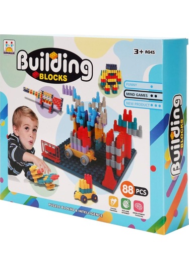 Şekilli Yapım Blokları Seti 88 Parça Eğitici Ve Eğlenceli Blok Oyunu