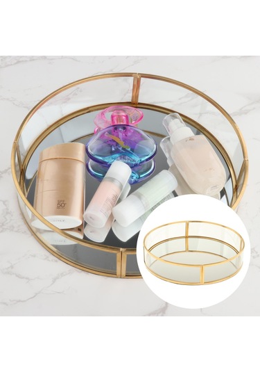 Suntek Banyo Için Makyaj Organizatör Masa Depolama Tepsi Temizle Altın A Altın