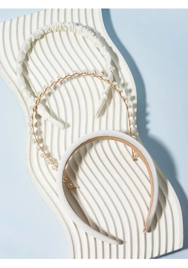 Vkemall 3'lü İpek Ve İncili Saç Kayışı Seti - Kadınlar İçin Şık Ve Fonksiyonel Saç Aksesuarı