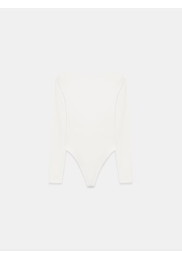 Dilvin 32549 Kayık Yaka Bodysuit-ekru Ekru
