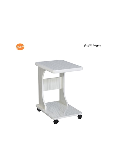 Eliusta_Ticaret Eliusta %100 Mdf Tekerlekli C Yan Sehpa Koltuk Yanı Sehpa -Fırsat