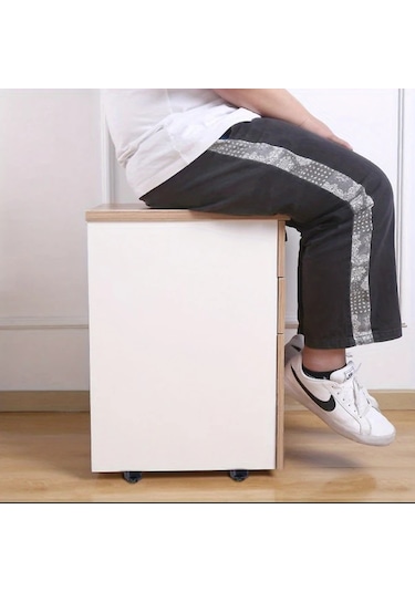 Cordial Beyaz 4'lü Kendinden Yapışkanlı Mini Döner Tekerlekler, 360 Derece Dönen Mobilya Çöp Kovası Tekerlekleri