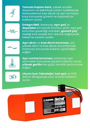 Xiaomi Mi Robot Vacuum S10t Uyumlu Batarya 6400mah