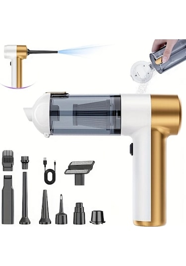 Fochsia White Golden 16000pa Yüksek Emiş Güçlü Kablosuz El Süpürgesi 100w Usb Şarjlı Ev Araç İçin Taşınabilir