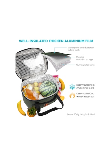 Ranyeek Balıkçılık Soğutucu Çanta - 600d Oxford Kumaş + Alüminyum Folyo, Yeşil, 24x17x18 Cm Küçük Boy Çok Renkli