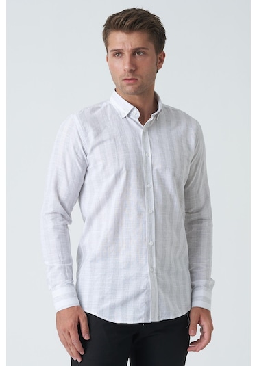 White Stone Armagh Slim Fit G2002 Pamuklu Keten Gömlek Mint-mint Mint