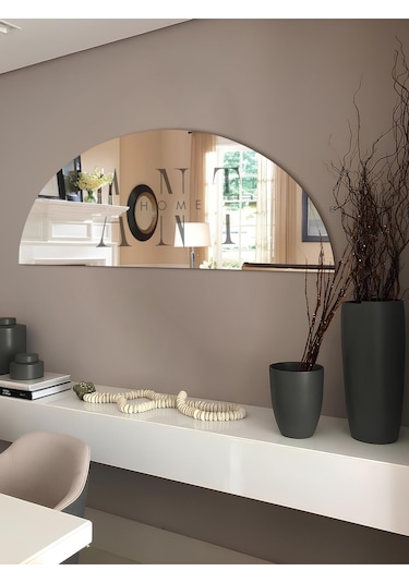 200x100 Cm Yarımay Dekoratif Ayna, Konsol Aynası, Hol Aynası, Dresuar Aynası 200 X 100 Gümüş