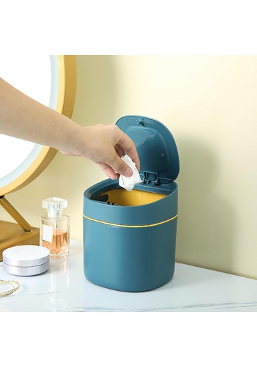 Suntek Magideal Mini Masaüstü Çöp Kutusu Sepeti Kovası Ev Mavi