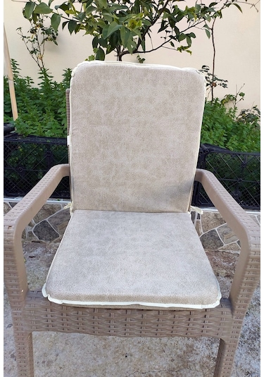 2 Adet Rattan Arkalıklı Sandalye Minderi Kalınlık 4cm -primer Bej Bej