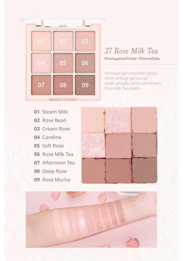 Dasique Mat Ve Işıltılı Renk Seçenekleri Sunan Far Paleti Shadow Palette 27 Rose Milk Tea 27 Rose Milk Tea
