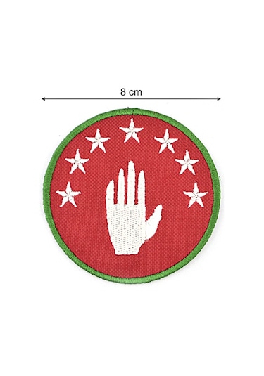 Abhaz Bayrak Nakışlı Yuvarlak Etiket (Kırmızı) Çapı 8 cm Çok Renkli