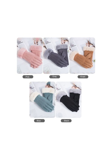 Geeroyoo Kadınlar İçin Kışlık Ekstra Kalın Dokunmatik Ekran Eldiveni - Süet Deri, Sürüş Ve Bisiklet Kullanımı İçin Süet Üç İplik Haki